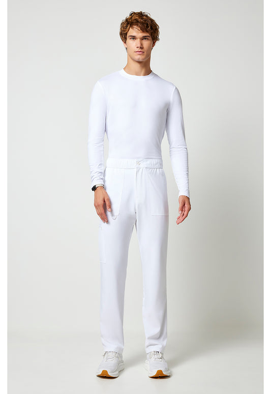 Allura CKA186 Men's Fly Front Cargo Scrub Pants White