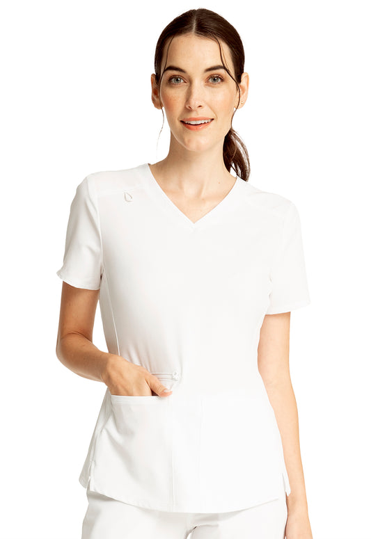 Allura CKA685 Women's V-Neck Scrub Top White