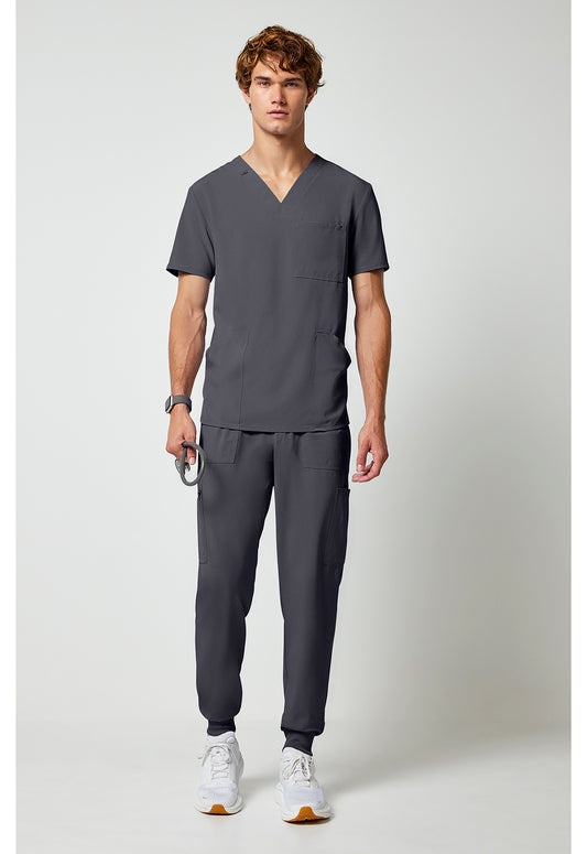 Allura CKA686 Men's V-Neck Scrub Top Pewter