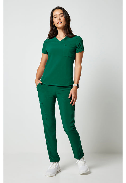 Allura CKA690 Women's Tuckable V-Neck Scrub Top Hunter Green