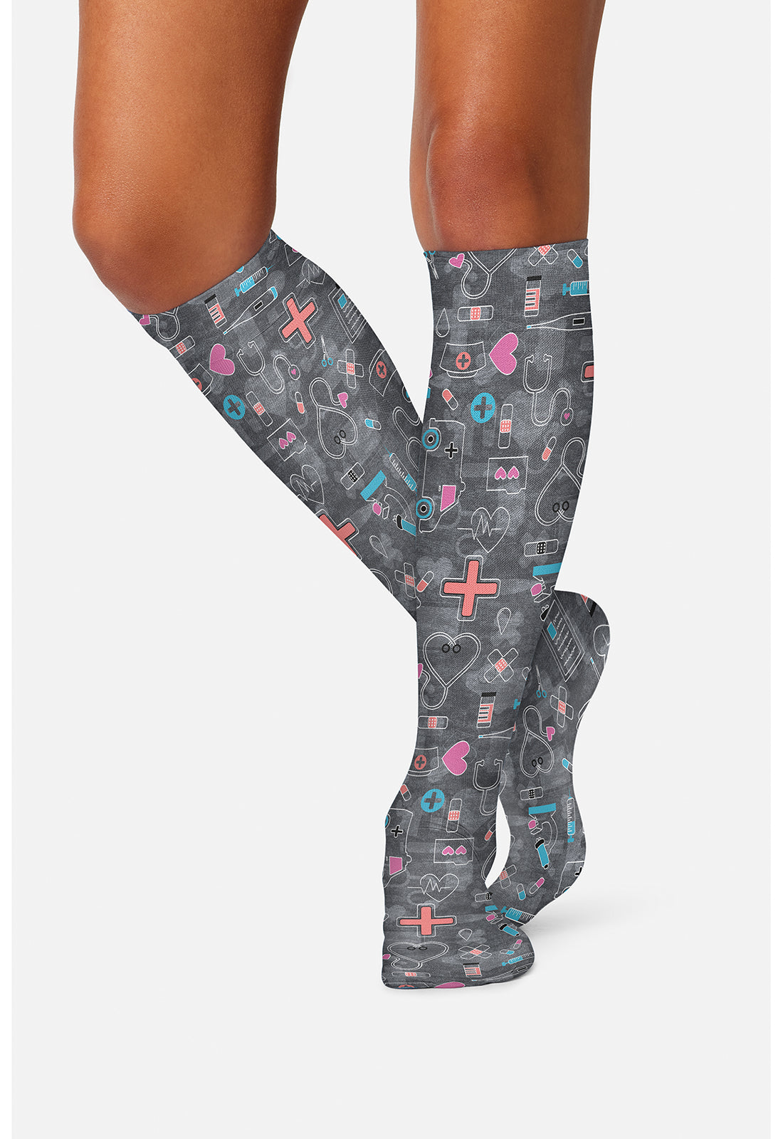 Legwear COMFORTSUPPOR Women's Knee High 8-15 mmHg Compression Sock Wellness Icons