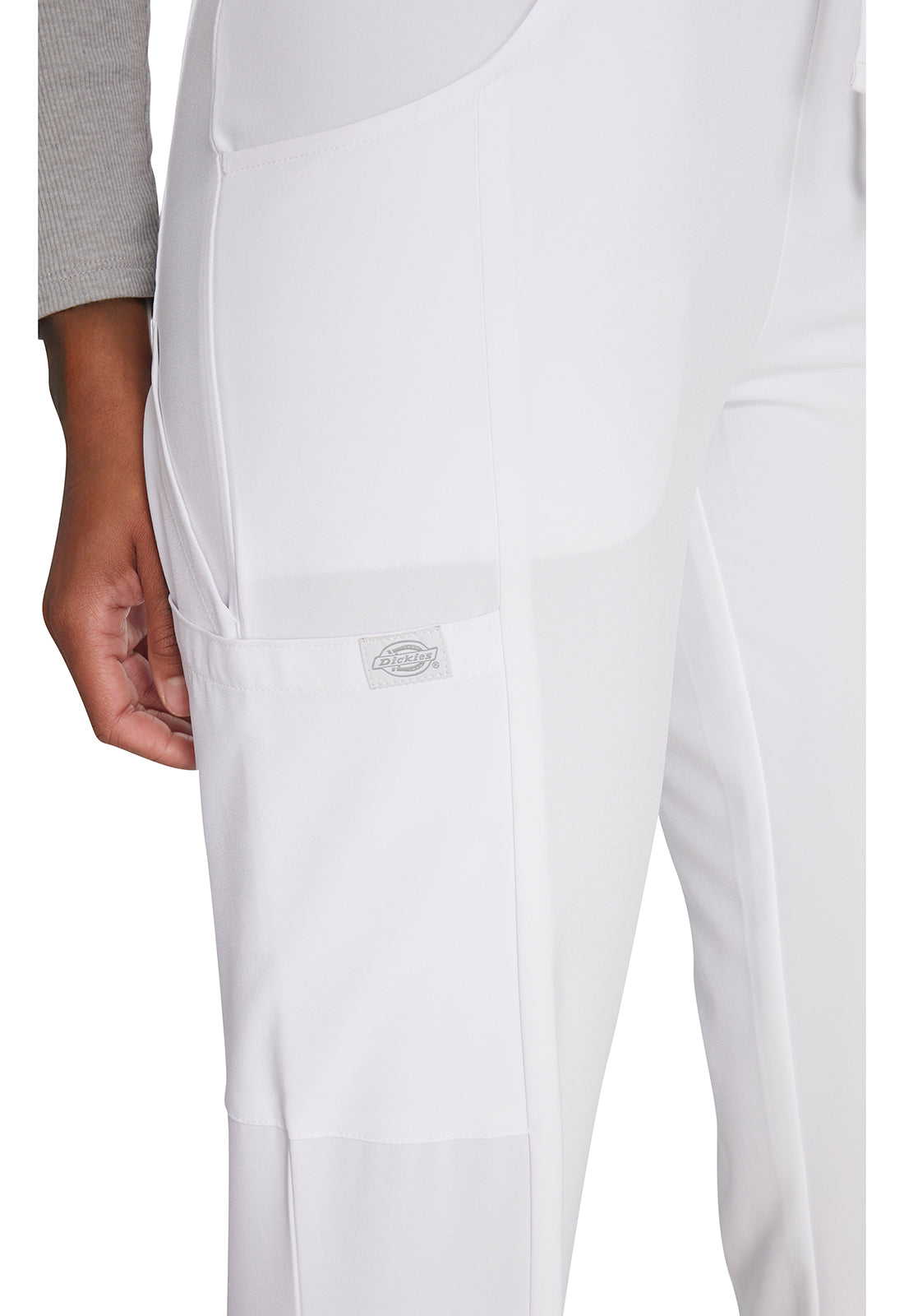 EDS Essentials DK010 Women's Mid Rise Straight Leg Drawstring Scrub Pants White