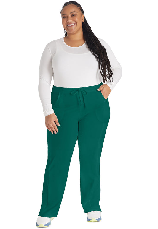 EDS Essentials DK010 Women's Mid Rise Straight Leg Drawstring Scrub Pants Hunter Green