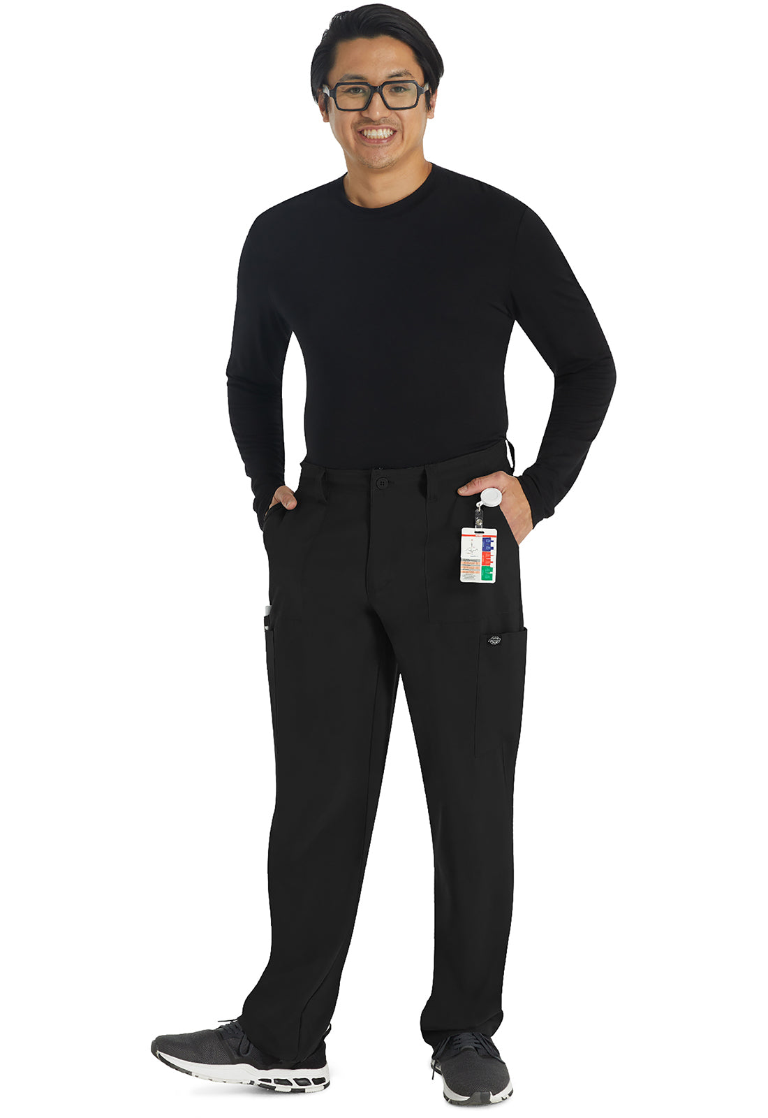 EDS Essentials DK015 Men's Natural Rise Drawstring Scrub Pants Black