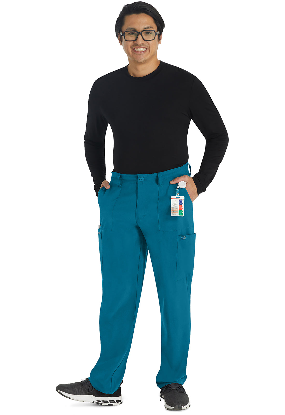 EDS Essentials DK015 Men's Natural Rise Drawstring Scrub Pants Caribbean Blue