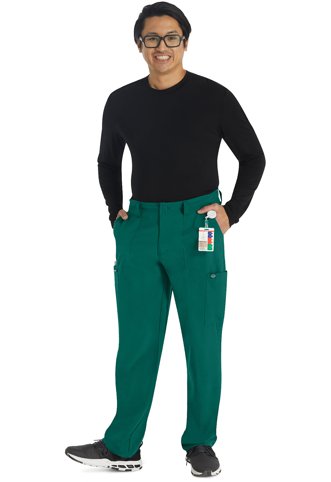 EDS Essentials DK015 Men's Natural Rise Drawstring Scrub Pants Hunter Green