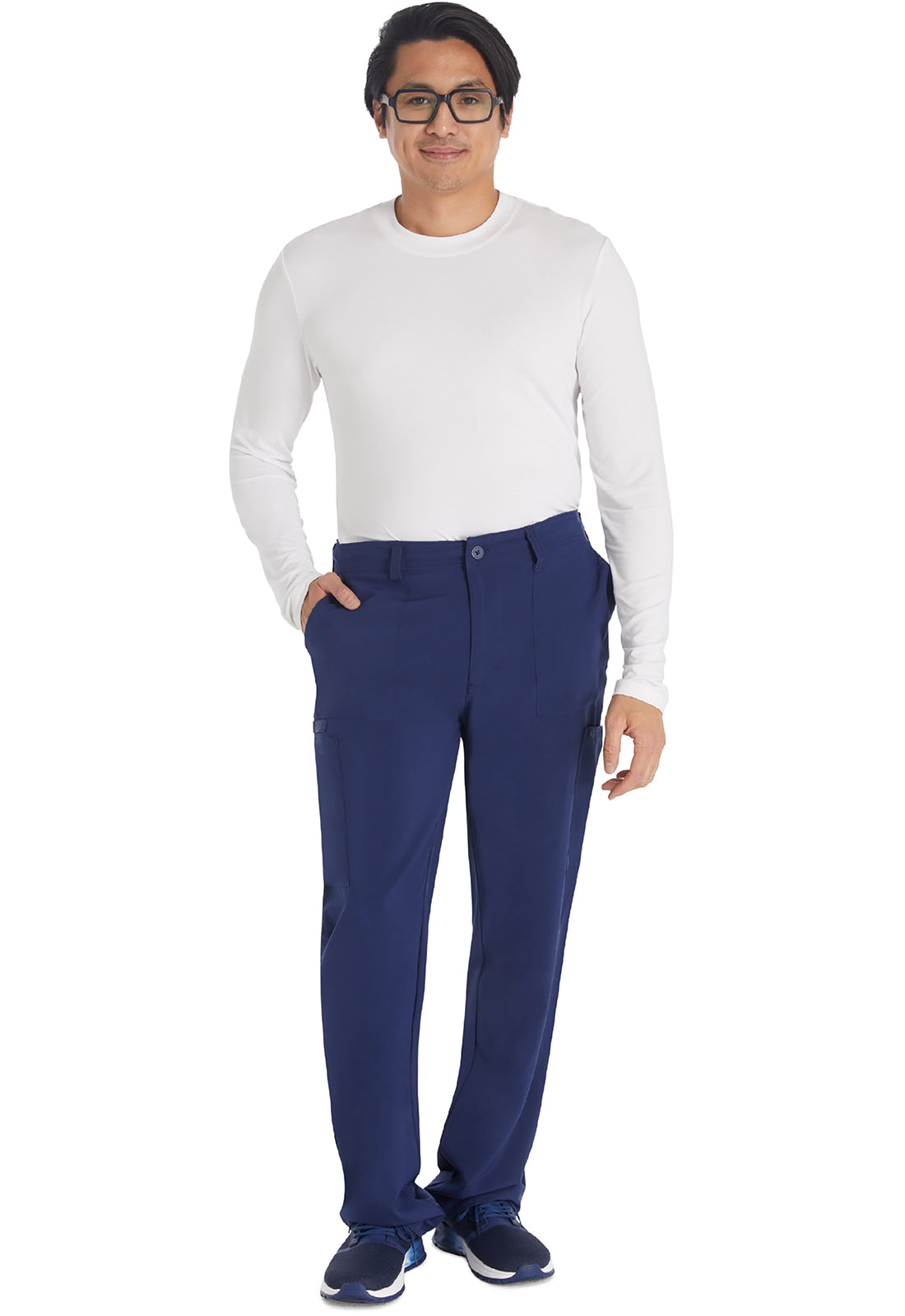 EDS Essentials DK015 Men's Natural Rise Drawstring Scrub Pants Navy