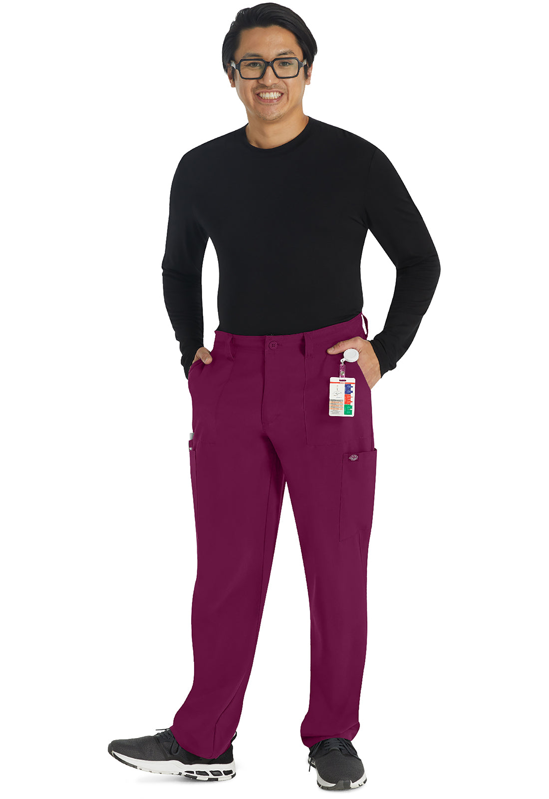 EDS Essentials DK015 Men's Natural Rise Drawstring Scrub Pants Wine