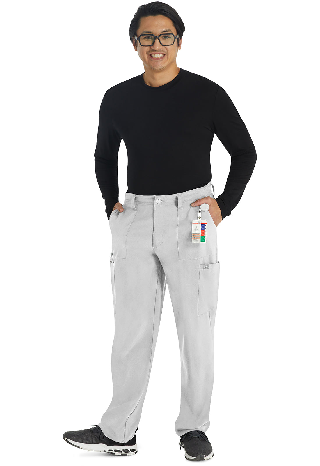 EDS Essentials DK015 Men's Natural Rise Drawstring Scrub Pants White