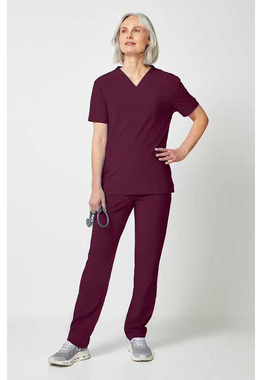 EDS Essentials DK019 Unisex Unisex Natural Rise Tapered Leg Scrub Pants Wine