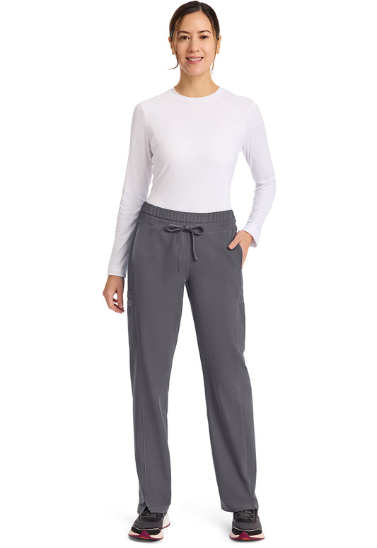 Dynamix DK130 Women's Mid Rise Straight Leg Drawstring Scrub Pants Pewter