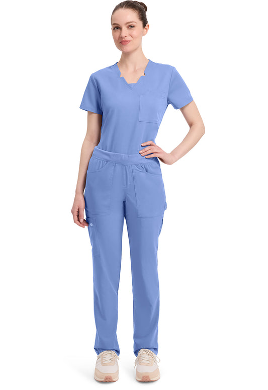 Balance DK135 Women's Mid Rise Tapered Leg Pull-on Scrub Pants Ciel Blue