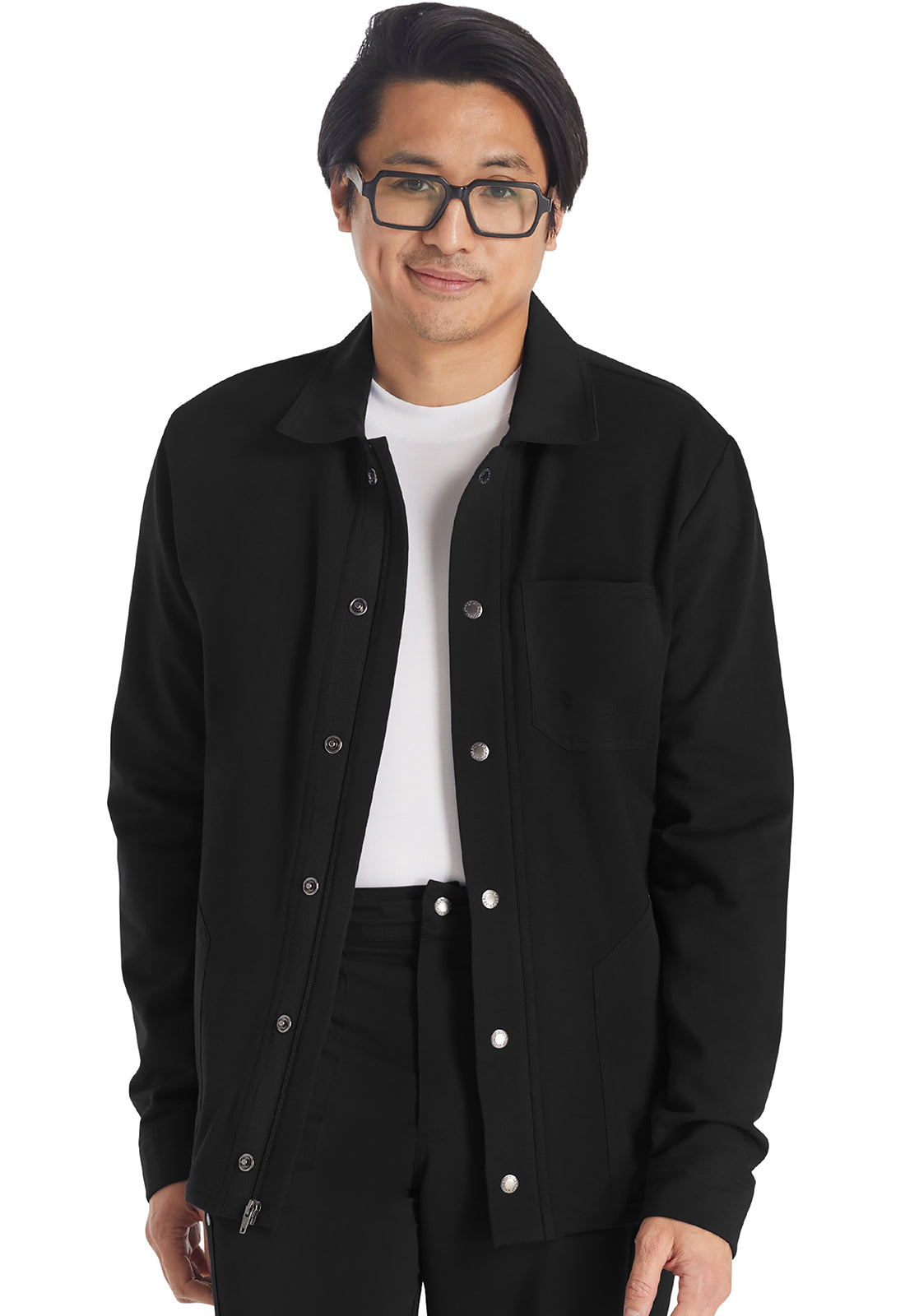 EDS NXT DK318 Men's Zip Front Fleece Jacket Black | Scrubs for Men
