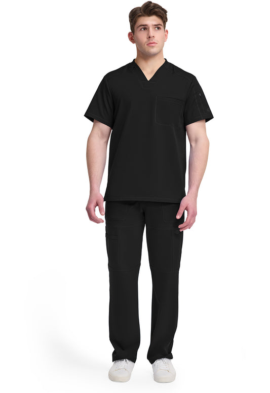 Dynamix DK610 Men's Tuckable V-Neck Scrub Top Black