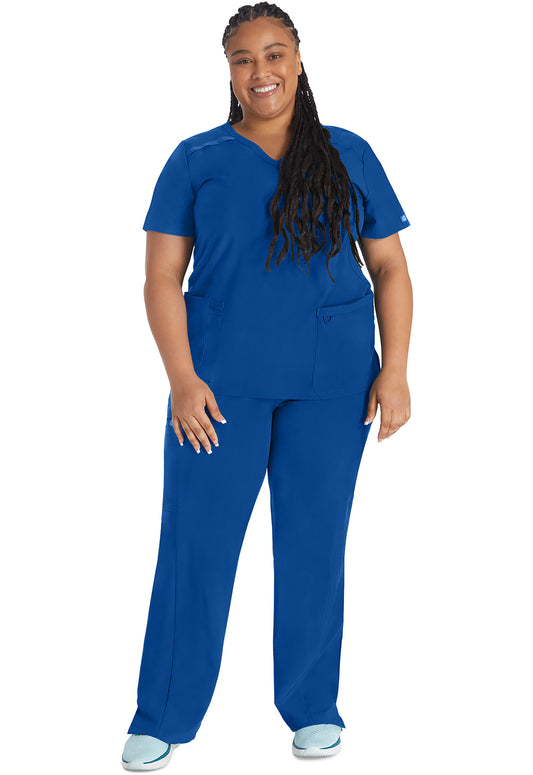 EDS Essentials DK625 Women's Mock Wrap Scrub Top Galaxy Blue