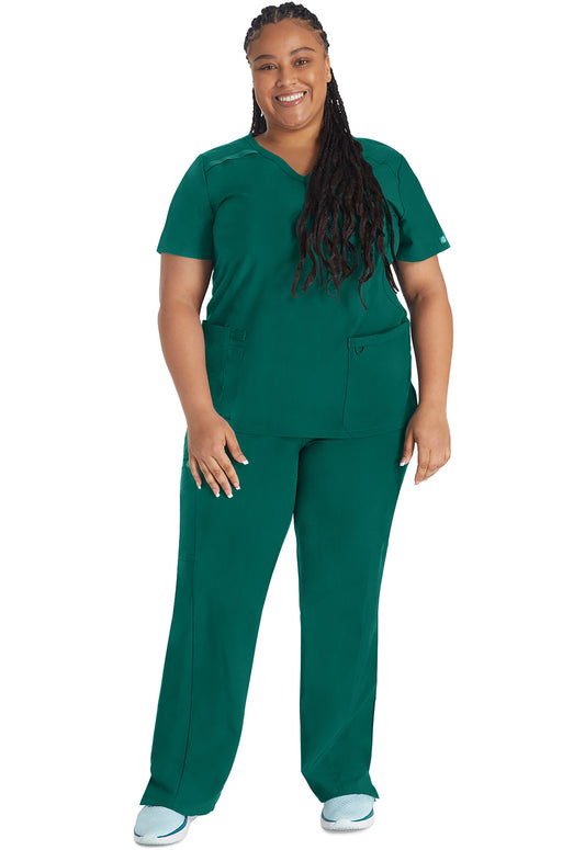 EDS Essentials DK625 Women's Mock Wrap Scrub Top Hunter Green
