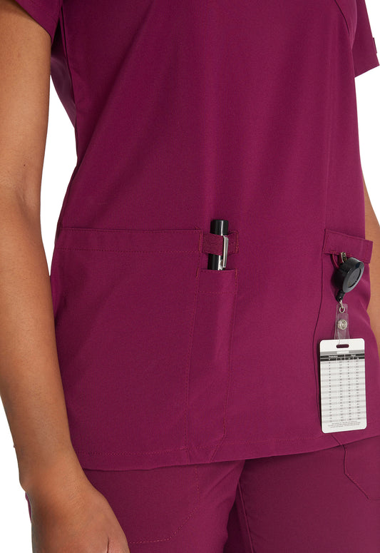 EDS Essentials DK625 Women's Mock Wrap Scrub Top Wine