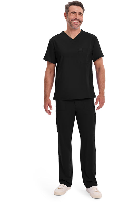 EDS Essentials DK635 Men's Tuckable V-Neck Scrub Top Black
