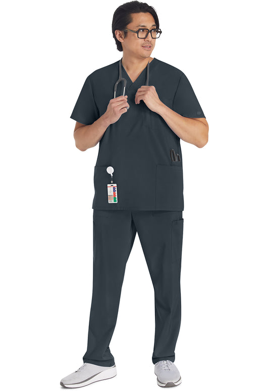 EDS Essentials DK645 Men's V-Neck Scrub Top Pewter