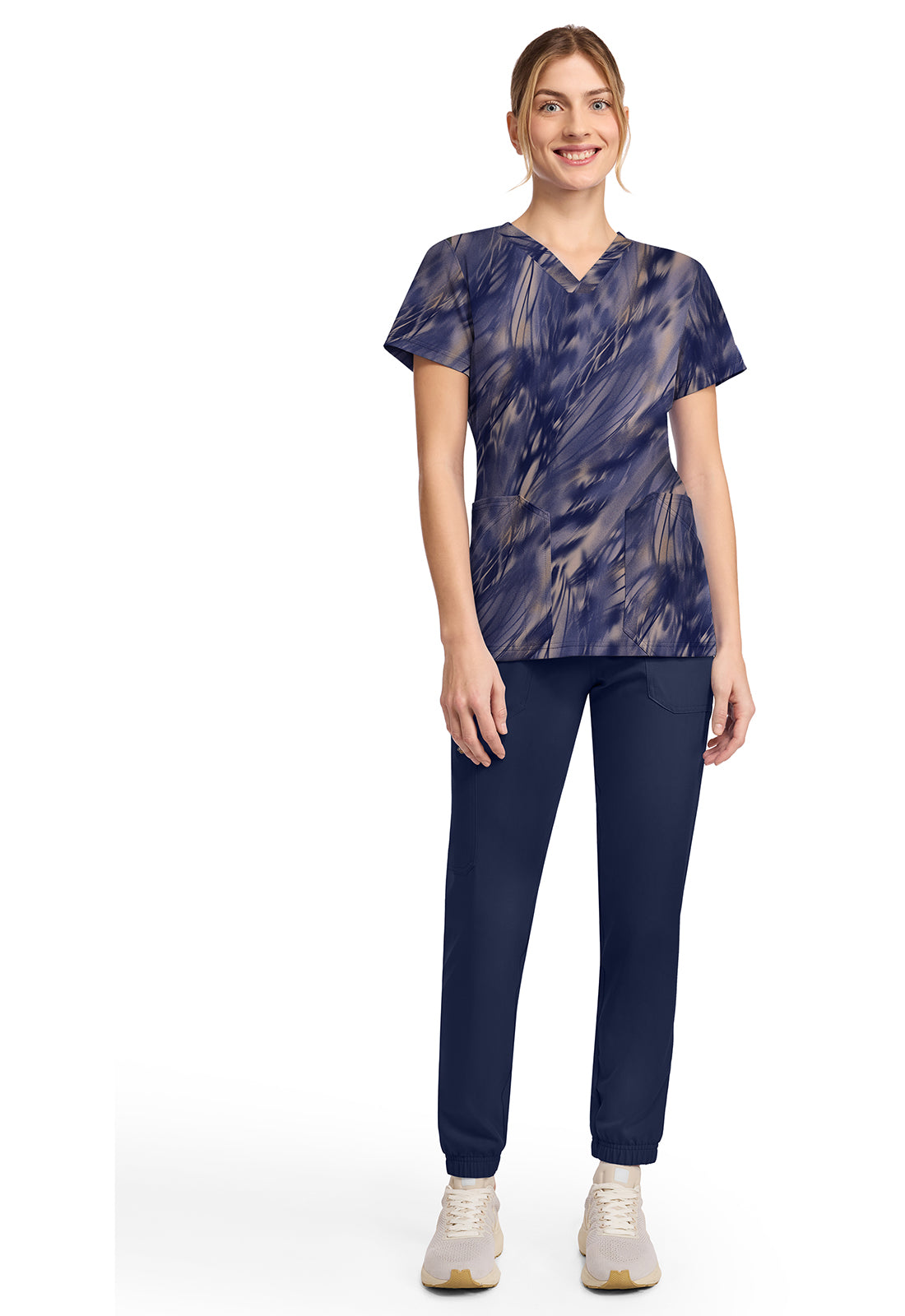 Prints DK667 V-Neck Print Top Watercolor Feather