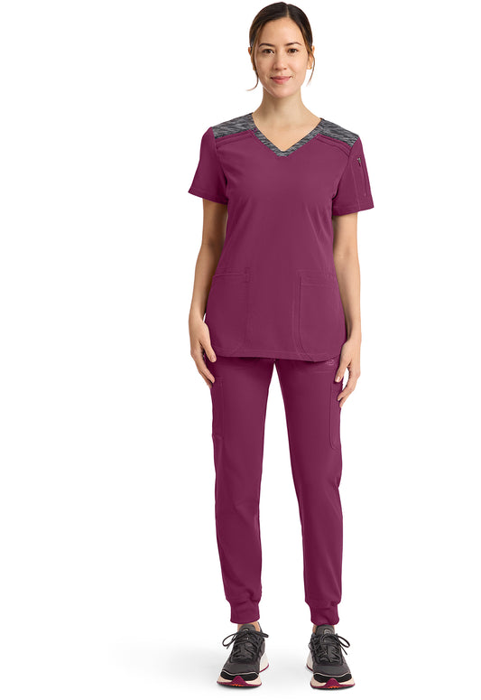 Dynamix DK740 Women's V-Neck Scrub Top Wine