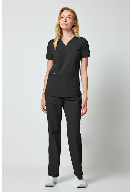 Forge DK856 Women's V-neck Scrub Top Black