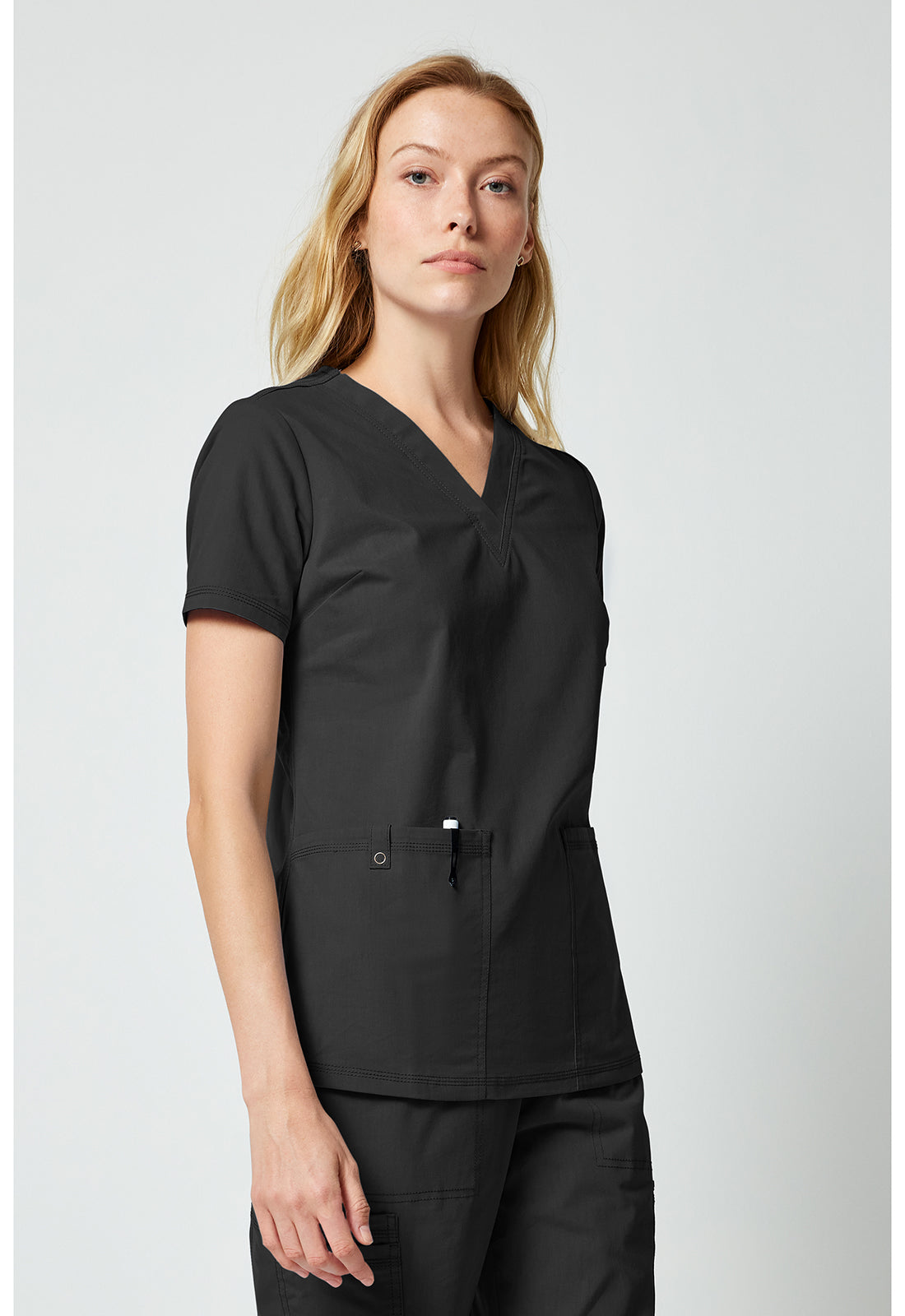 Forge DK856 Women's V-neck Scrub Top Black