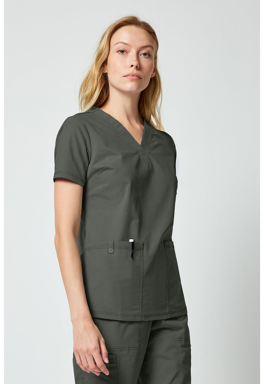 Forge DK856 Women's V-neck Scrub Top Olive