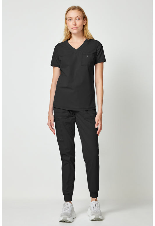 Forge DK857 Women's Tuck In Scrub Top Black
