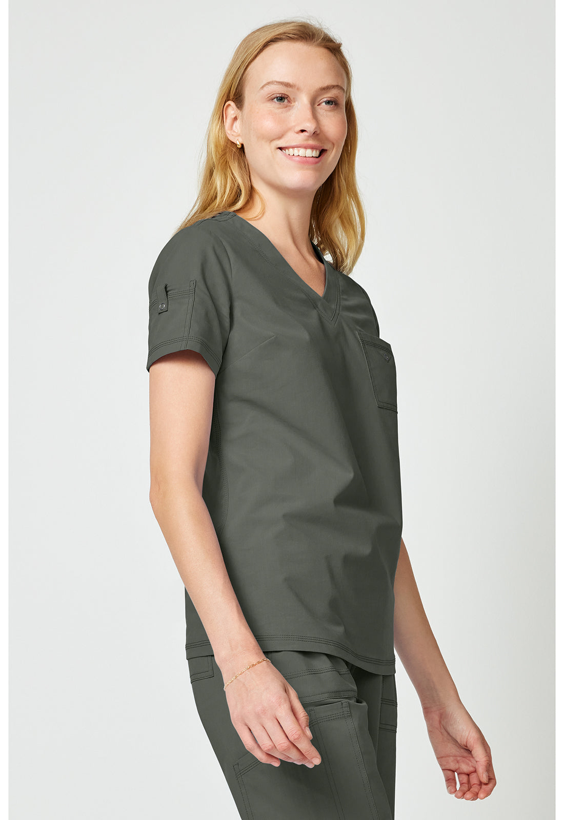 Forge DK857 Women's Tuck In Scrub Top Olive