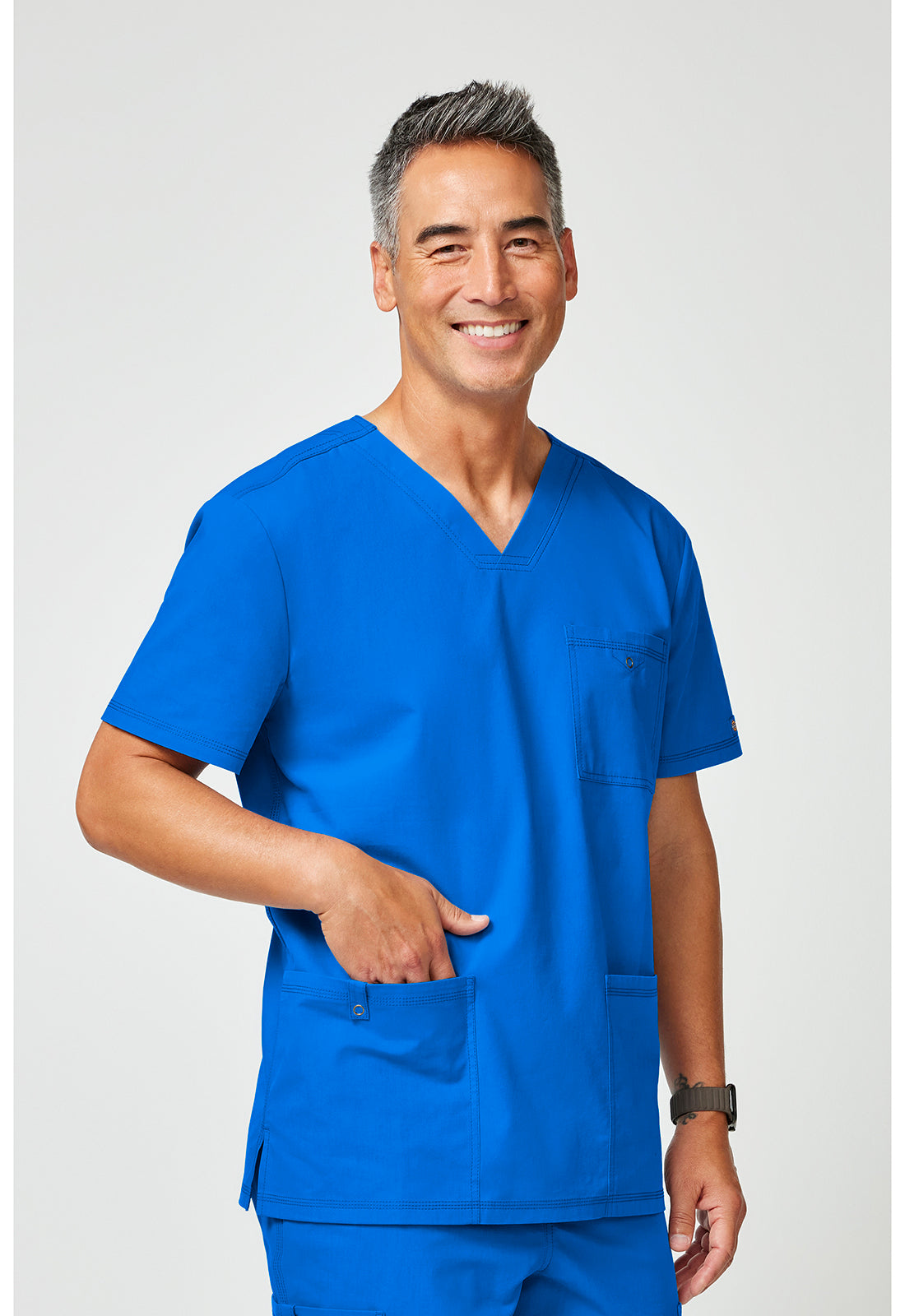 Forge DK859 Men's V-Neck Scrub Top Royal