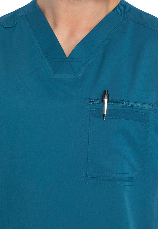 Balance DK865 Men's Tuckable V-Neck Scrub Top Caribbean Blue
