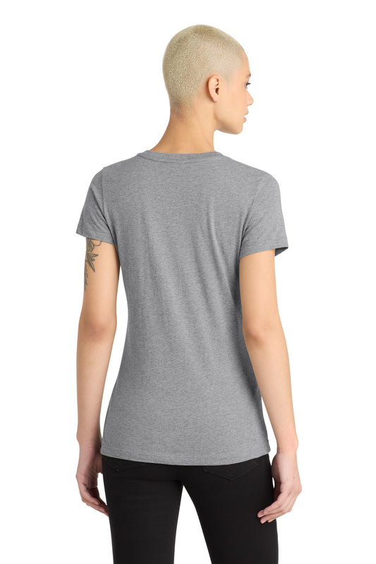 District Women's Perfect Blend CVC V-Neck Tee DM1190L Light Heather Grey