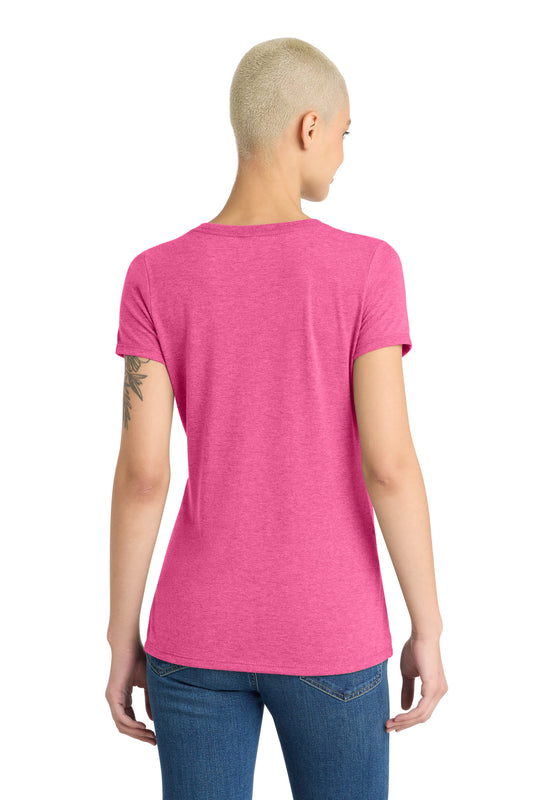 District Women's Perfect Tri V-Neck Tee DM1350L Fuchsia Frost