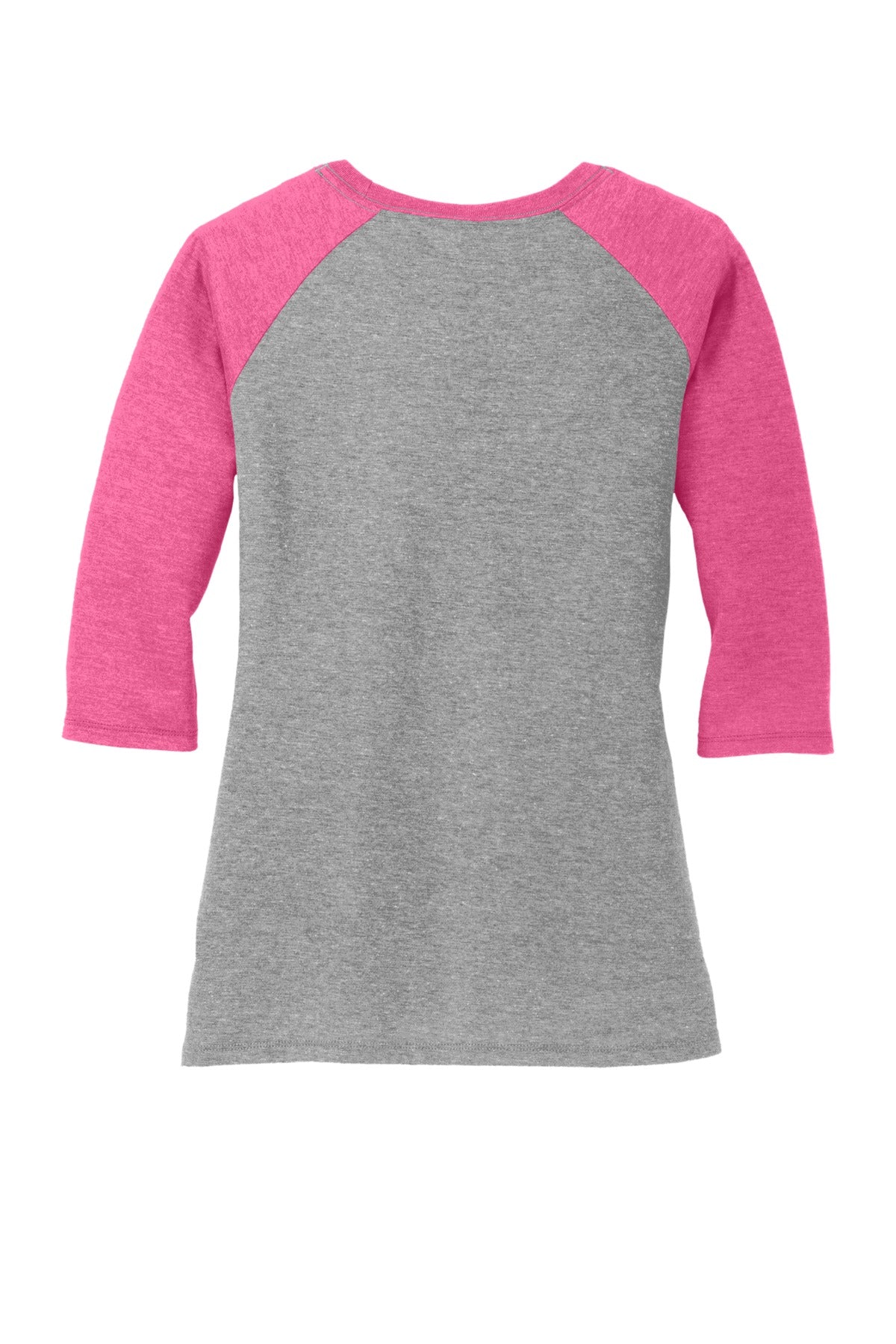 District Women's Perfect Tri 3/4-Sleeve Raglan DM136L Fuchsia Frost/ Grey Frost