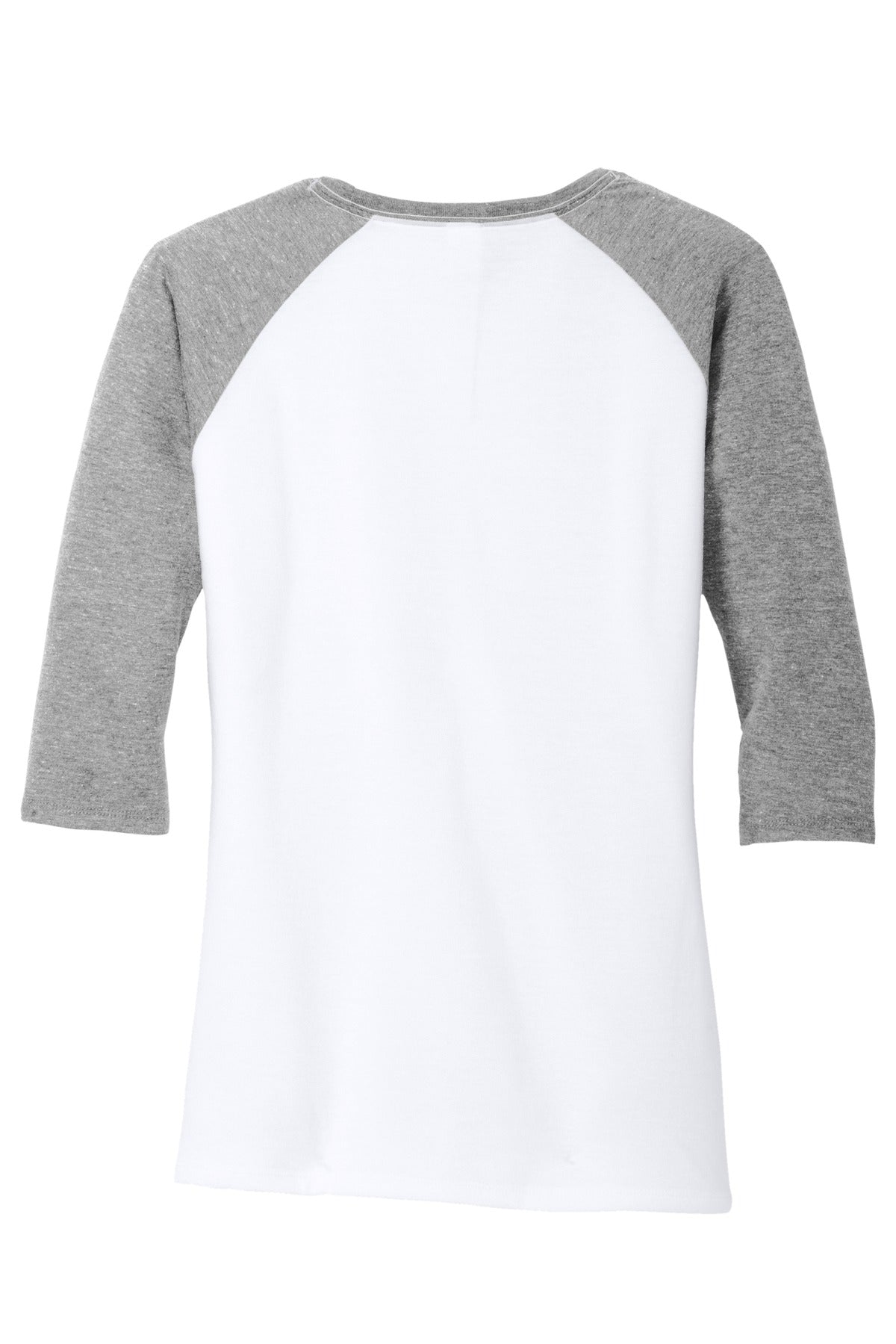 District Women's Perfect Tri 3/4-Sleeve Raglan DM136L Grey Frost/ White