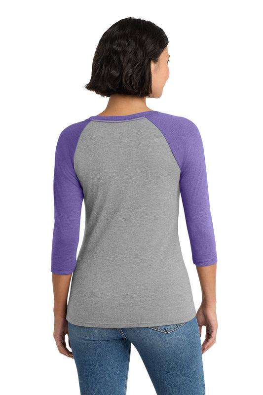 District Women's Perfect Tri 3/4-Sleeve Raglan DM136L Purple Frost/ Grey Frost