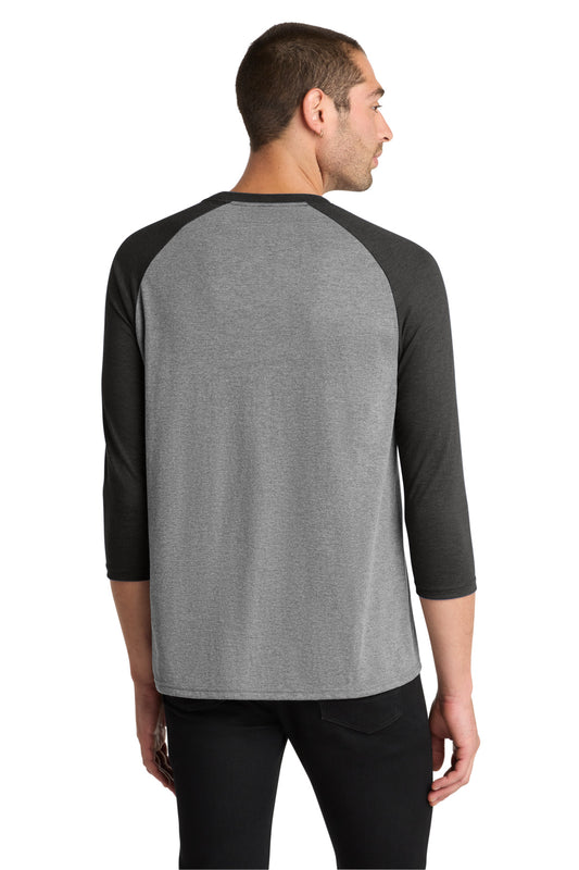 District Perfect Tri 3/4-Sleeve Raglan DM136 Black Frost/ Grey Frost
