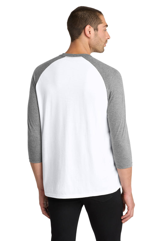 District Perfect Tri 3/4-Sleeve Raglan DM136 Grey Frost/ White