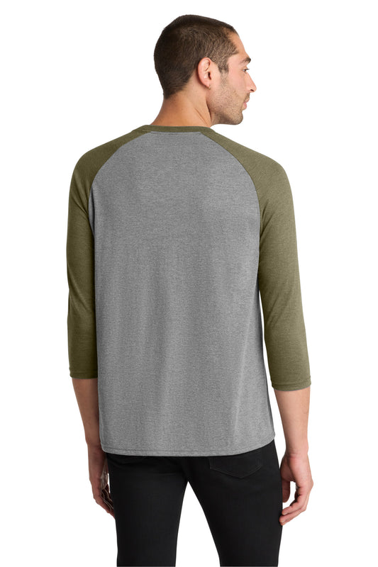 District Perfect Tri 3/4-Sleeve Raglan DM136 Military Green Frost/ Grey Frost