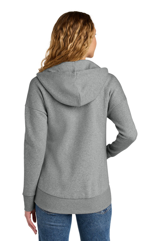 District Women's Perfect Weight Fleece Drop Shoulder Full-Zip Hoodie DT1104 Heathered Steel
