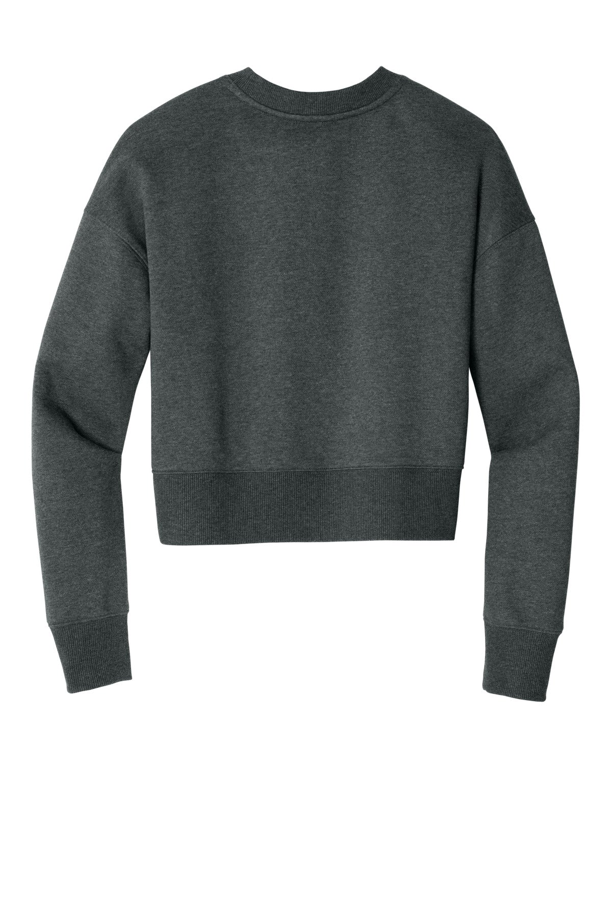 District Women's Perfect Weight Fleece Cropped Crew DT1105 Heathered Charcoal