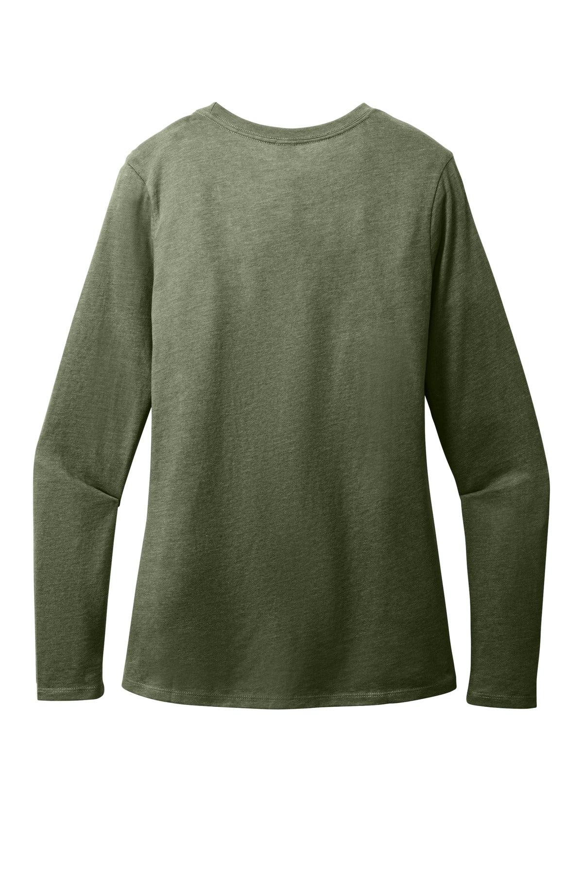 District Women's Perfect Blend CVC Long Sleeve Tee DT110 Heathered Olive