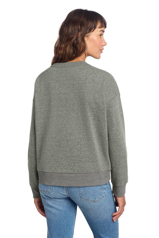 District Women's Perfect Tri Fleece V-Neck Sweatshirt DT1312 Heathered Charcoal