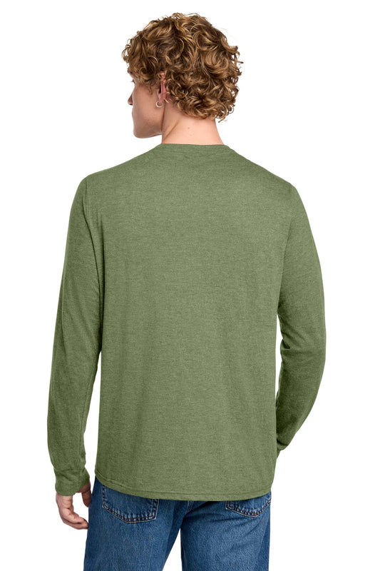 District Perfect Tri Long Sleeve Henley DT145 Military Green Frost