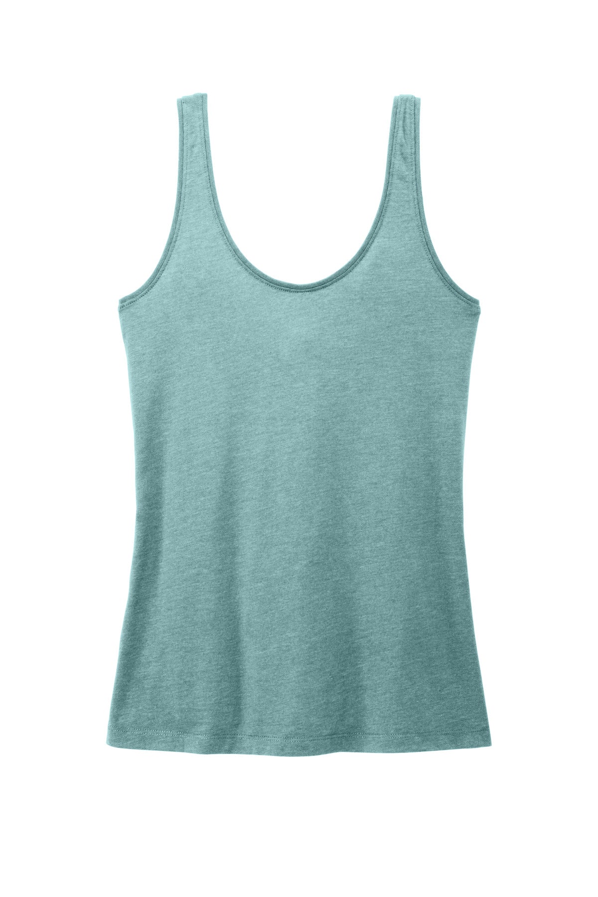 District Women's Perfect Blend CVC V-Neck Tank DT154 Heathered Eucalyptus Blue