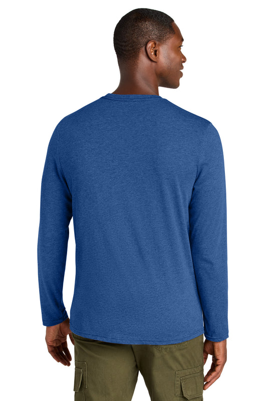 District Perfect Weight CVC Long Sleeve Tee DT185 Heathered Deep Royal