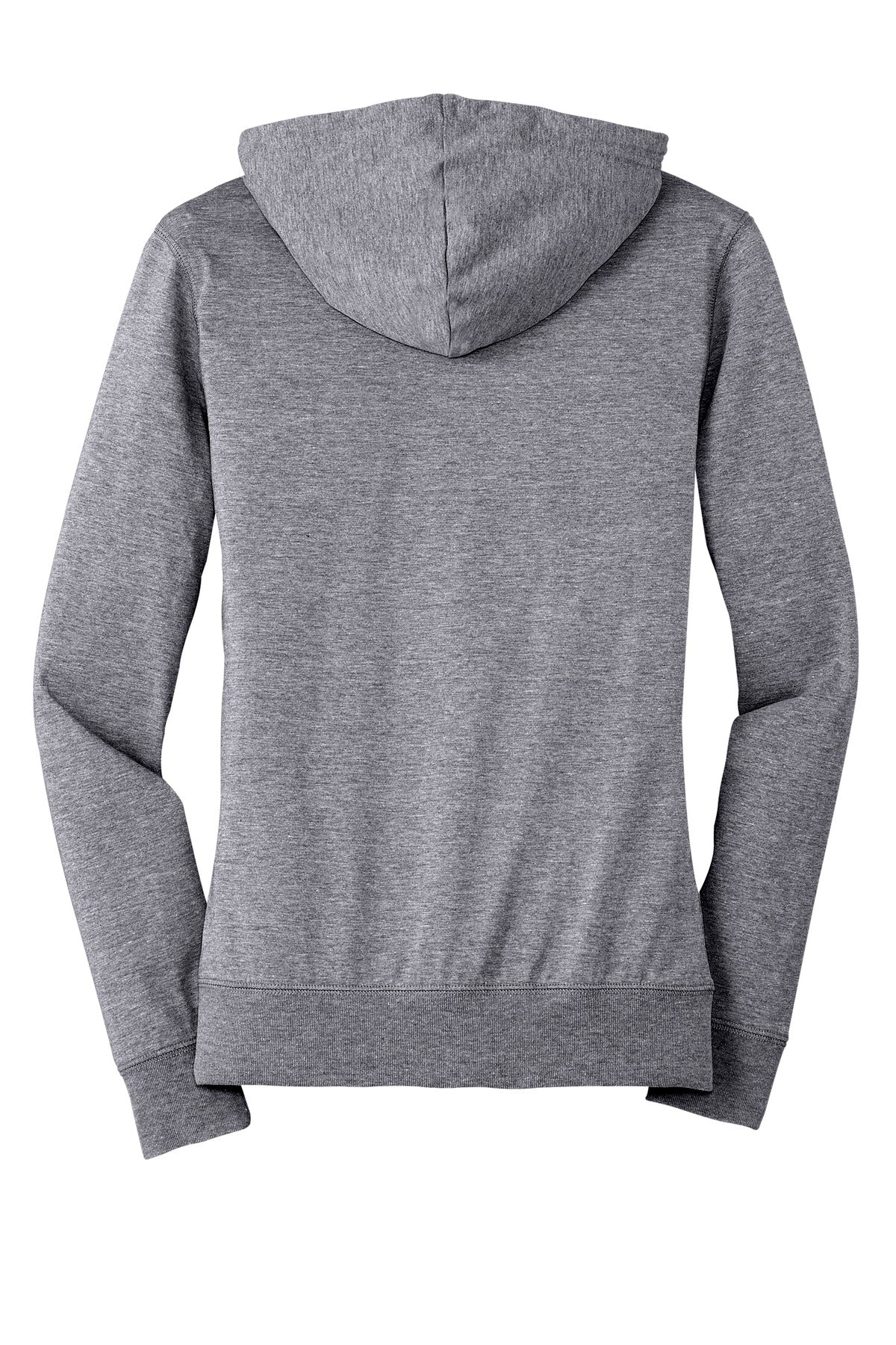 District Women's Fitted Jersey Full-Zip Hoodie DT2100 Dark Heather Grey