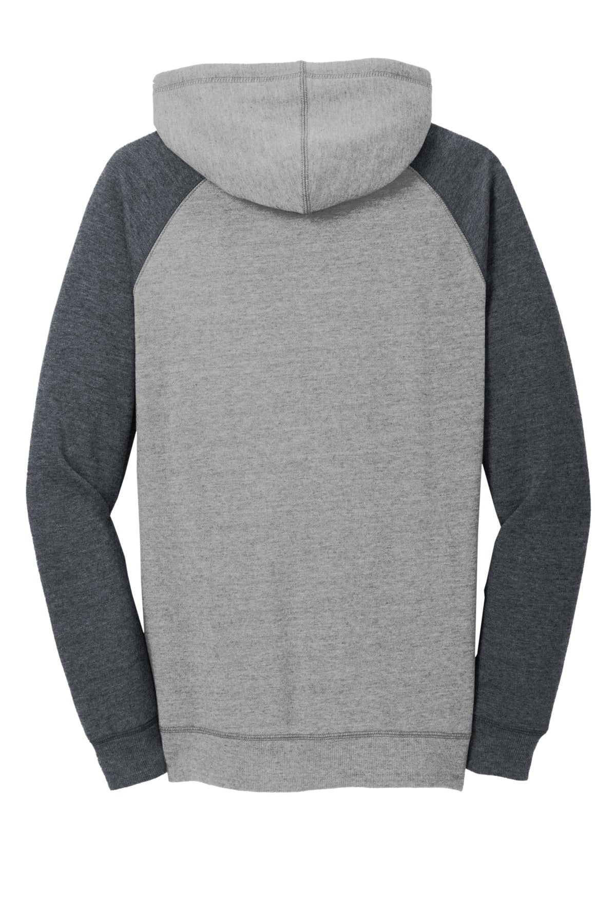 District Women's Lightweight Fleece Raglan Hoodie DT296 Heathered Grey/ Heathered Charcoal