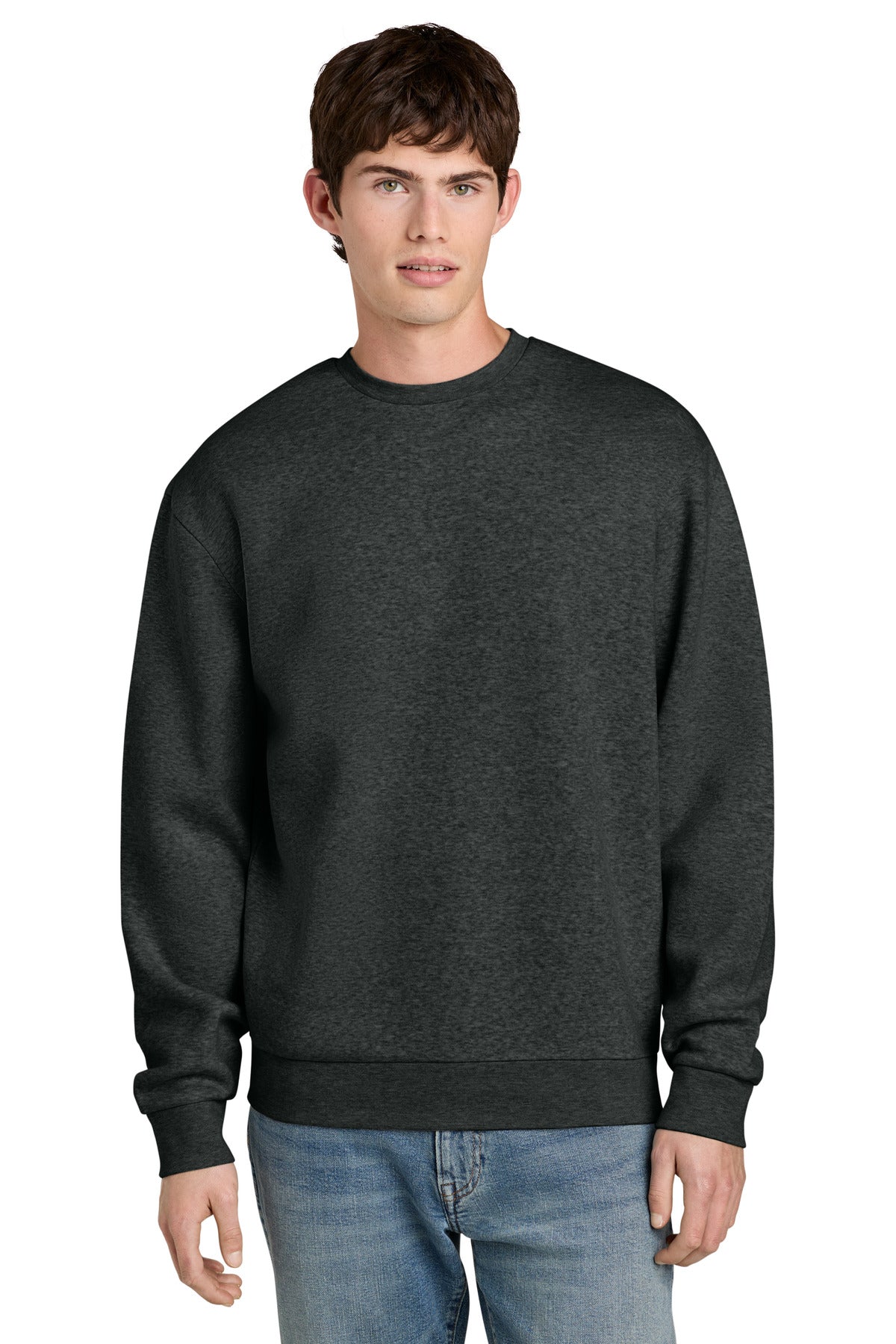 District MelloFleece Crew DT6704 Heathered Charcoal